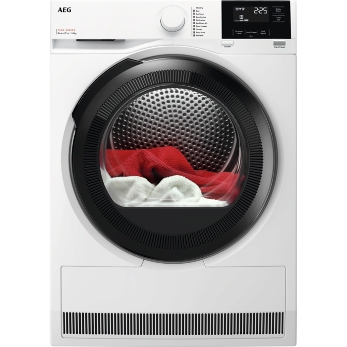 AEG 7000 Series Freestanding Heat Pump Tumble Dryer - White - 8KG E Rated - TR718L4B