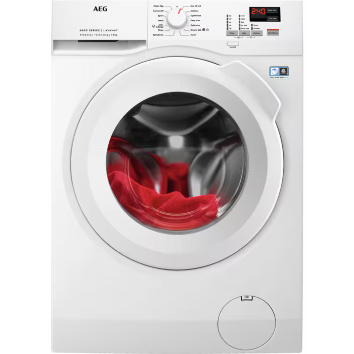 AEG 6000 Series Front loader Washing Machine - White - 8 kg - 1400RPM - A RATED - L6FBK841B
