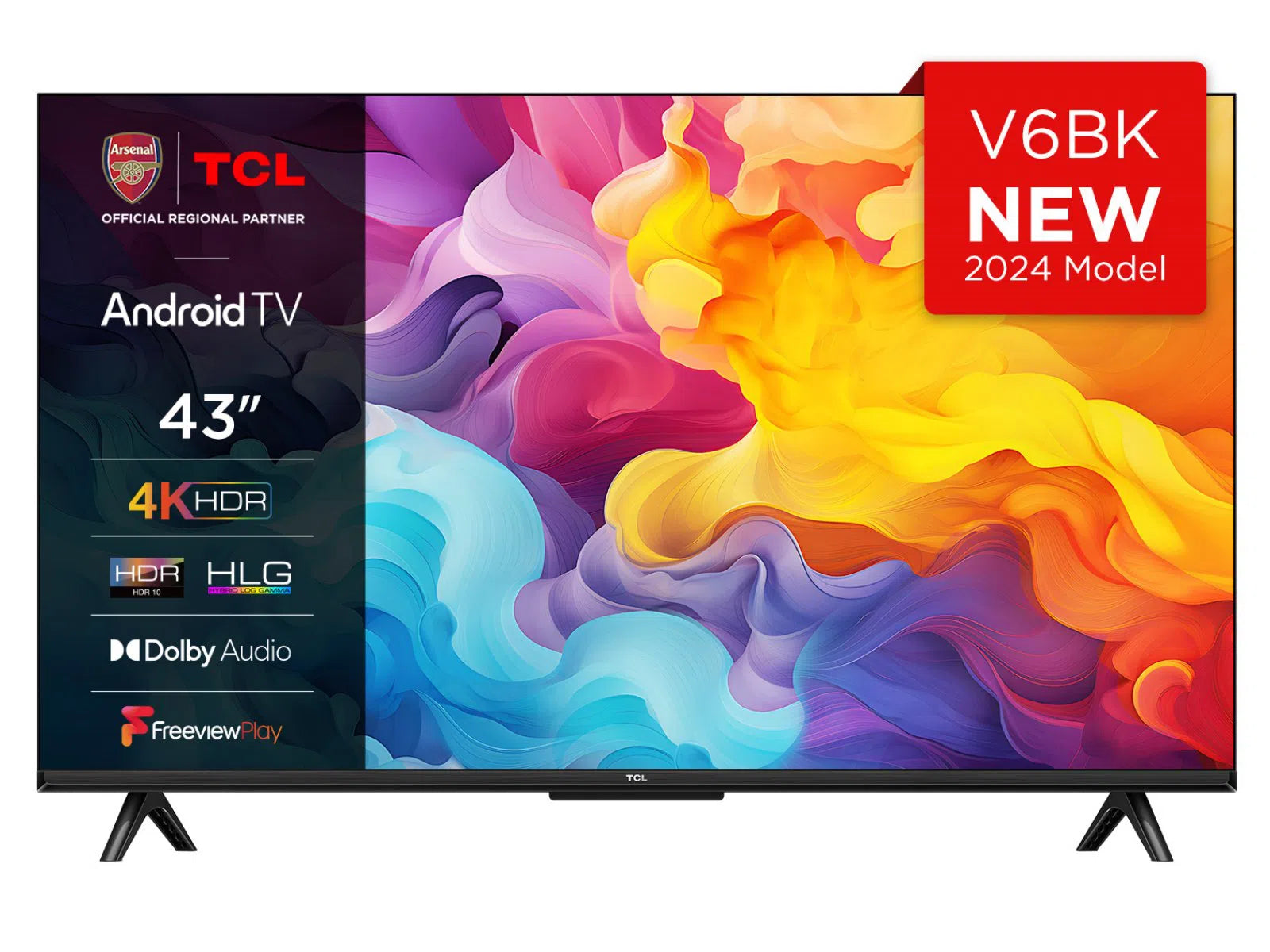 43V6BK - TCL 43” 4K HDR Smart Android TV
